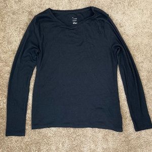 Women's Black Ribbed Long Sleeve Tshirt